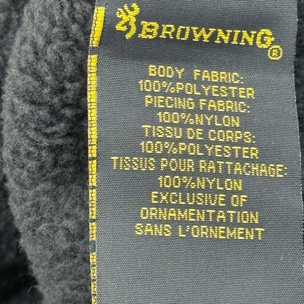 Browning Mens S Black Full Zip Jacket Fleece‎ Lined Outdoor Hunting